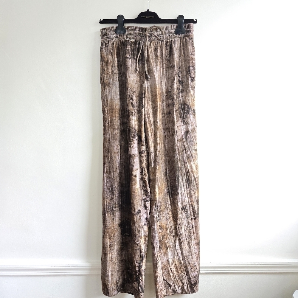 New Zara Tie Dye Velvet Drawstring Mid Rise Multi Color Pants 2435/004 Small - Picture 9 of 14